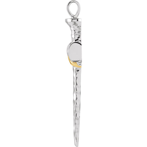 14K White & Yellow Gold Nail Cross Pendant