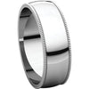 14k White Gold 6mm Light Milgrain Band, Size 9.5