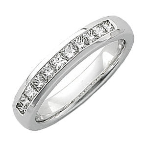 14k White Gold 1 CTW Diamond Men's Princess-Cut Diamond Ring, Size 11