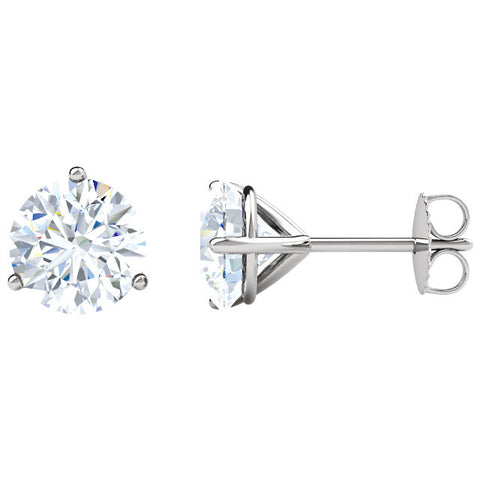 14k White Gold 2 CTW Diamond Friction Post Stud Earrings