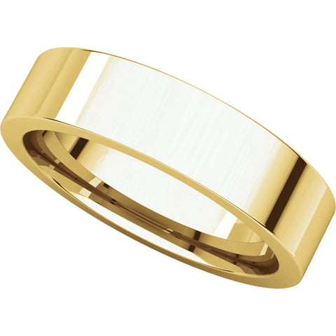 14k Yellow Gold 5mm Flat Comfort Fit Band, Size 8.5