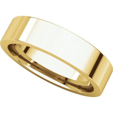 14k Yellow Gold 5mm Flat Comfort Fit Band, Size 13