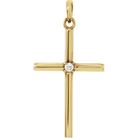 14k Yellow Gold 26.5x13.75mm .02 CTW Diamond Cross Pendant