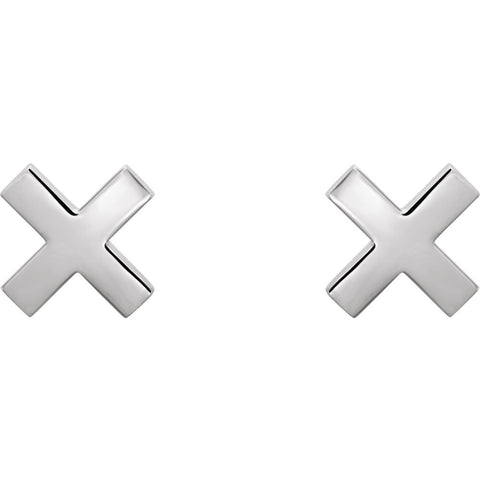 14k White Gold "X" Earrings