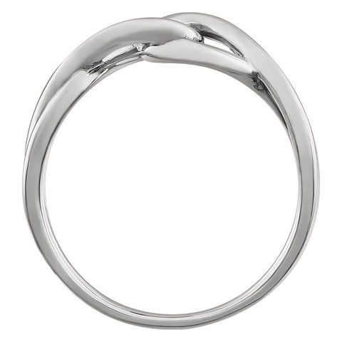 14k White Gold Infinity-Inspired Knot Design Ring, Size 7