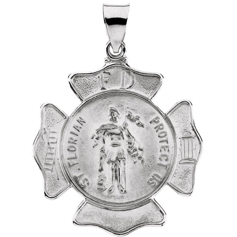 14k White Gold 25.25x25.25mm Hollow St. Florian Medal
