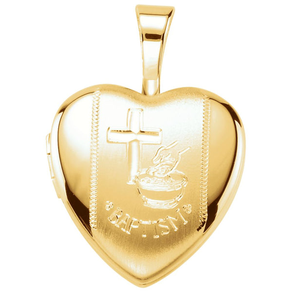 Gold Plated & Sterling Silver Baptism Heart Locket