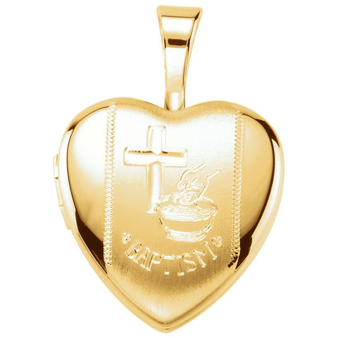Baptism Heart Locket in Gold Plated Sterling Silver