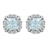 14k White Gold Aquamarine & 1/10 CTW Diamond Earrings