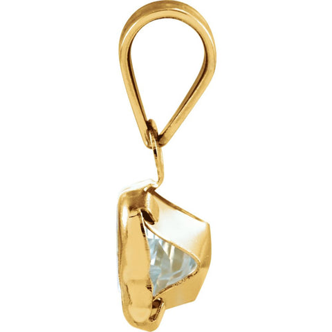 14k Yellow Gold March CZ Birthstone Pendant