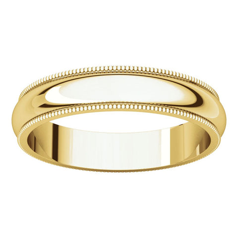 14k Yellow Gold 4mm Milgrain Band, Size 13