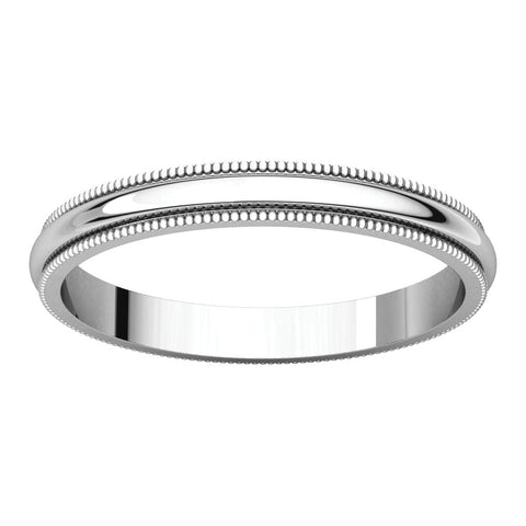 Platinum 2.5mm Milgrain Band, Size 7