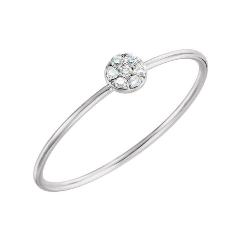 14k White Gold .04 CTW Diamond Petite Circle Ring, Size 7