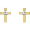 14k Yellow Gold .01 CTW Diamond Cross Earrings