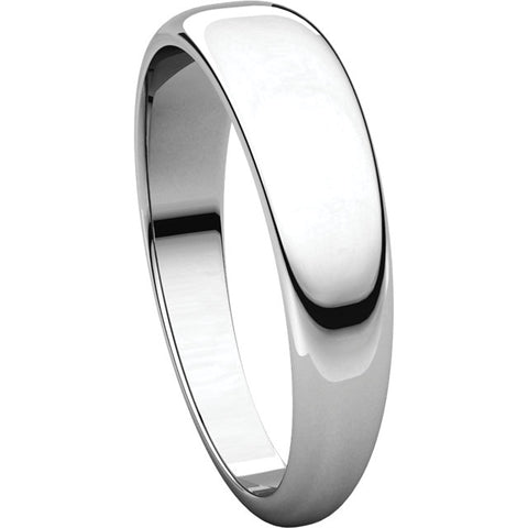 14k White Gold 5mm Half Round Tapered Band, Size 6