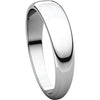 14k White Gold 5mm Half Round Tapered Band, Size 6