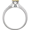 14k White Gold 3/8 CTW Yellow & White Diamond Cluster Ring, Size 7