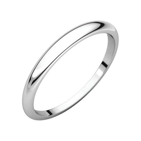 14k White Gold 2.5mm Half Round Tapered Band, Size 6