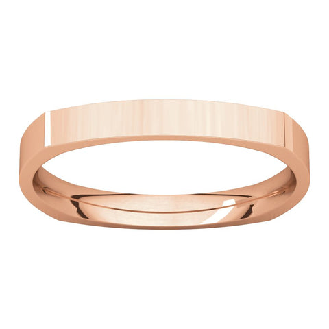 14k Rose Gold 2.5mm Square Comfort Fit Band, Size 7