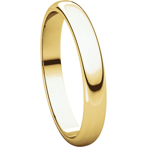 10k Yellow Gold 4mm Half Round Light Band, Size 9