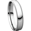 14k White Gold 4mm Light Comfort Fit Milgrain Band , Size 9