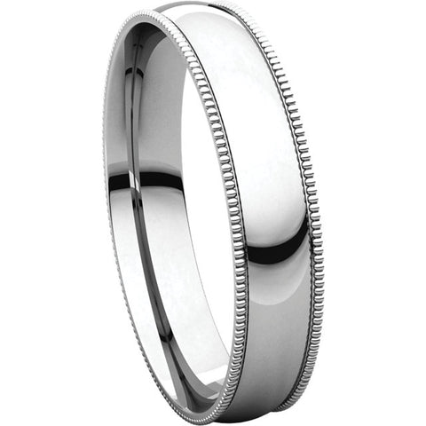 14k White Gold 4mm Light Comfort Fit Milgrain Band , Size 10.5