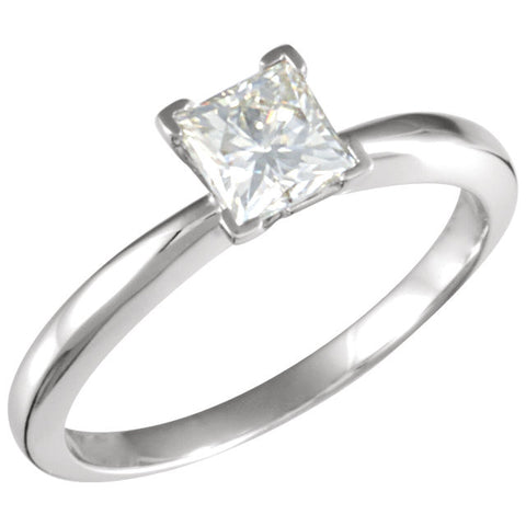 14k White Gold 5mm Square Forever Classic™ Moissanite Solitaire Engagement Ring, Size 7