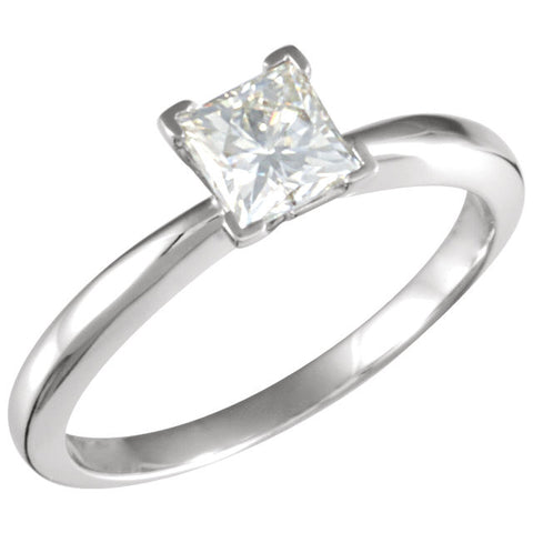 05.00 mm = 3/4 ct. Created Moissanite Solitaire Ring in 14k White Gold ( Size 6 )