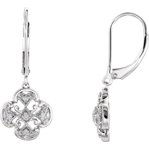 Sterling Silver .07 CTW Diamond Accented Lever Back Earrings