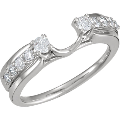 14k White Gold 1/2 CTW Diamond Ring Wrap, Size 7