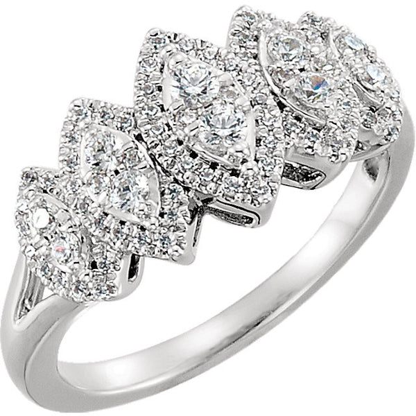 14k White Gold 1/2 CTW Diamond Accented Engagement Ring, Size 7