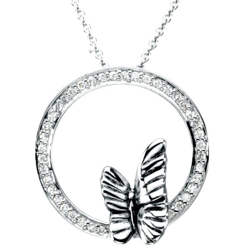 Sterling Silver Cubic Zirconia Expect a Miracle Necklace