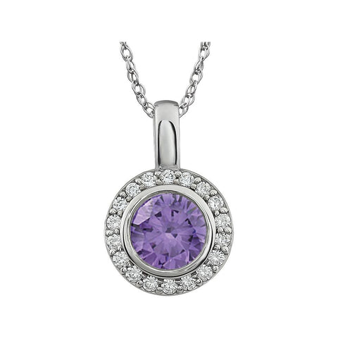Sterling Silver Purple Cubic Zirconia 18" Necklace