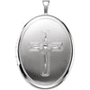 Oval Cross Locket in Sterling Silver