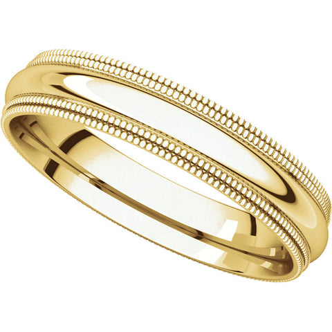 14k Yellow Gold 4mm Double Milgrain Comfort Fit Band, Size 8