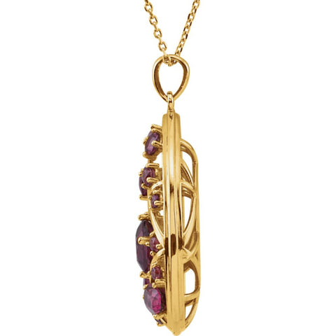 14k Yellow Gold Rhodolite Garnet Nest Design 18" Necklace