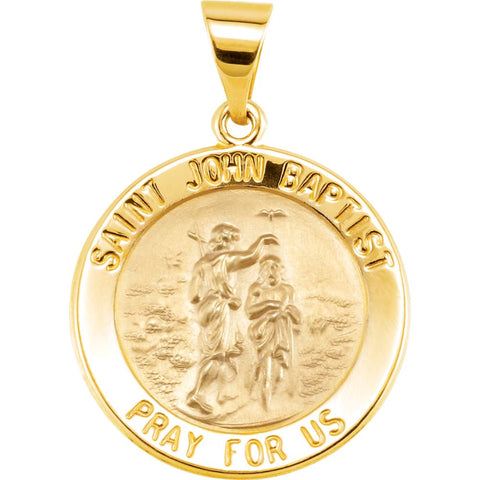 14k Yellow Gold 18.5mm Round Hollow John the Baptist Medal