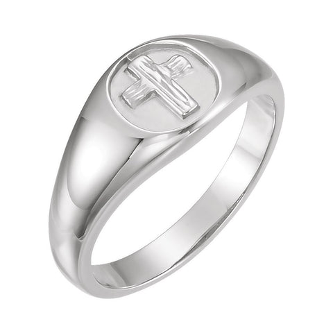 10k White Gold The Rugged Cross® Chastity Ring Size 11