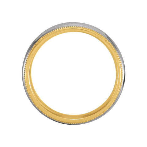 18k Yellow Gold & Platinum 6mm Comfort-Fit Milgrain Band Size 9.5