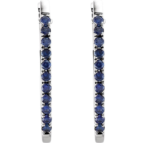 14k White Gold 20x14.5mm Sapphire Hoop Earrings