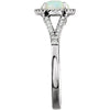 14k White Gold Lab Grown Opal and 1/6 CTW Diamond Ring , Size 7