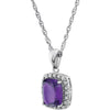14k White Gold Amethyst & .05 CTW Diamond Necklace