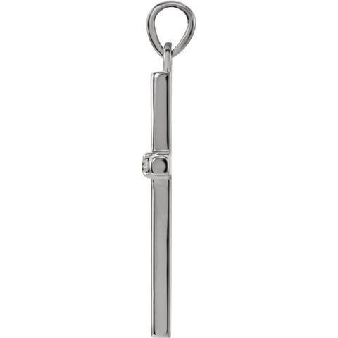 14k White Gold 26.5x13.75mm .02 CTW Diamond Cross Pendant