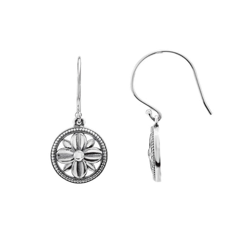 14k White Gold Filigree Floral-Inspired Earrings