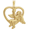 18.50x14.50 mm Angel Heart Pendant in 14K Yellow Gold
