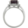 14k White Gold Mozambique Garnet & .03 CTW Diamond Ring , Size 7