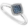 14k White Gold 1/6 CTW Blue & White Diamond Cluster Ring, Size 7