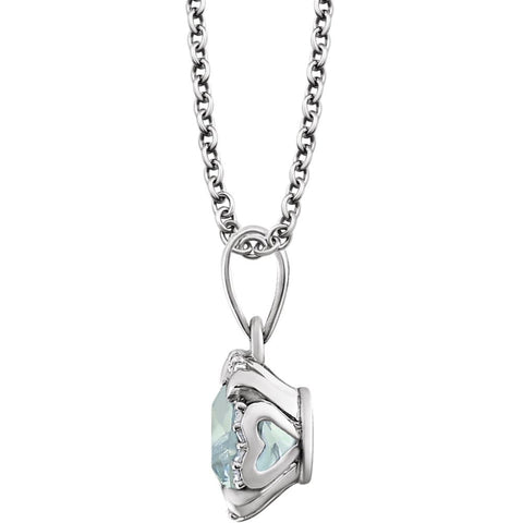 14k White Gold Aquamarine & .05 CTW Diamond 18" Necklace