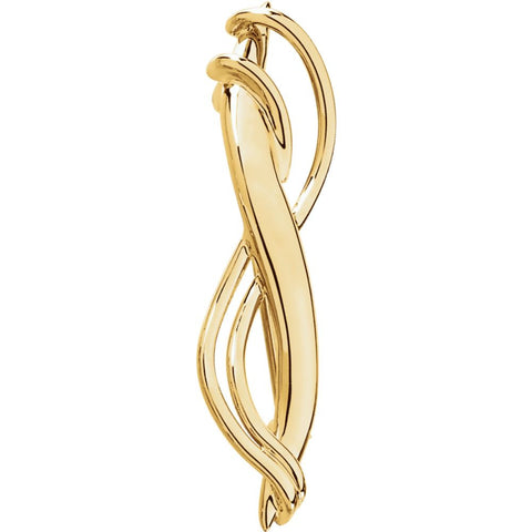 14k Yellow Gold 9x34mm Freeform Brooch
