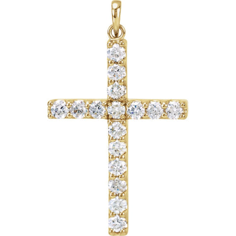 14k Yellow Gold 1 1/5 CTW Diamond Cross Pendant